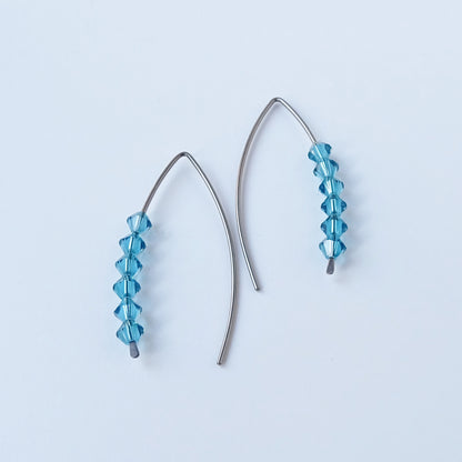 Niobium Earrings with Indicolite Blue Crystals