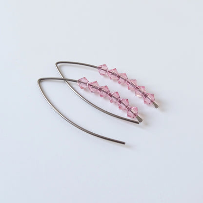 Niobium Earrings with Light Rose Crystals