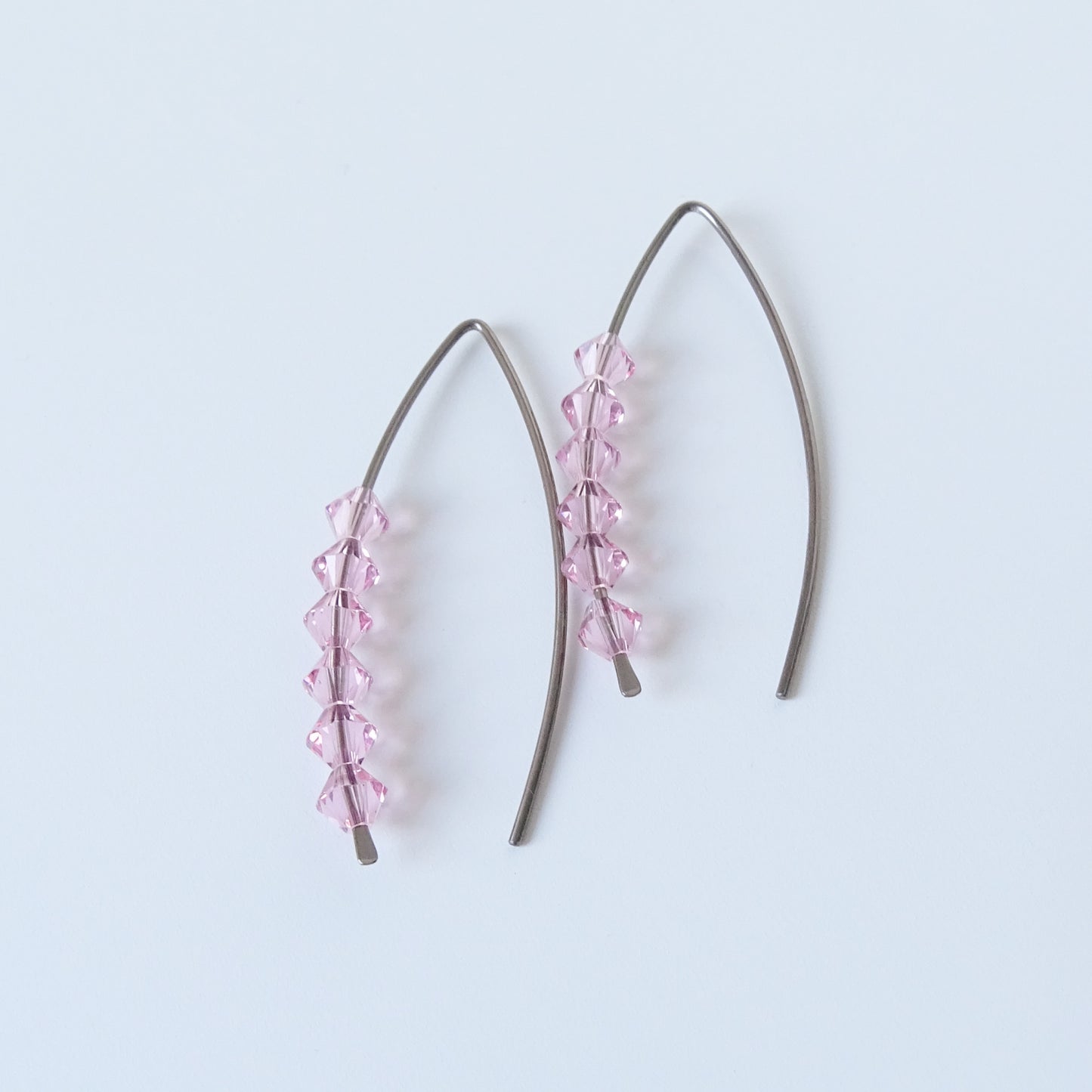 Niobium Earrings with Light Rose Crystals