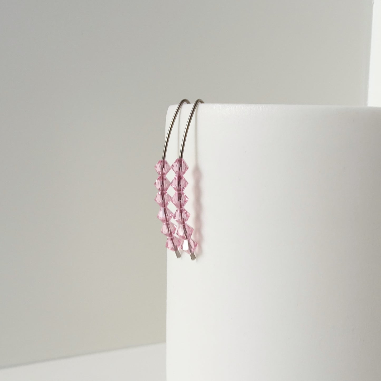 Niobium Earrings with Light Rose Crystals