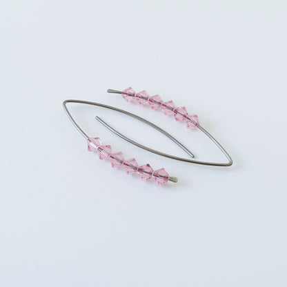 Niobium Earrings with Light Rose Crystals