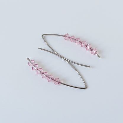 Niobium Earrings with Light Rose Crystals