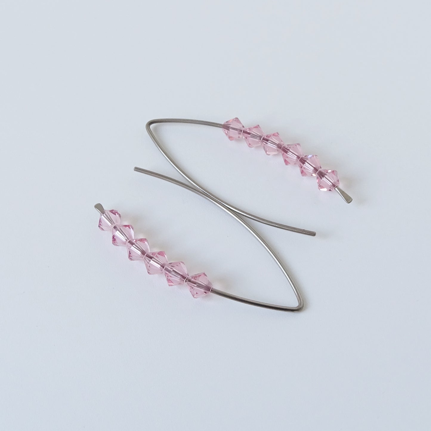 Niobium Earrings with Light Rose Crystals