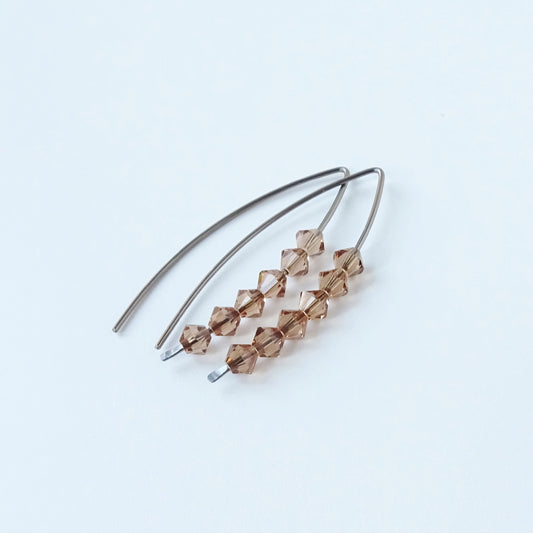 Niobium Earrings with Light Smoked Topaz Crystals