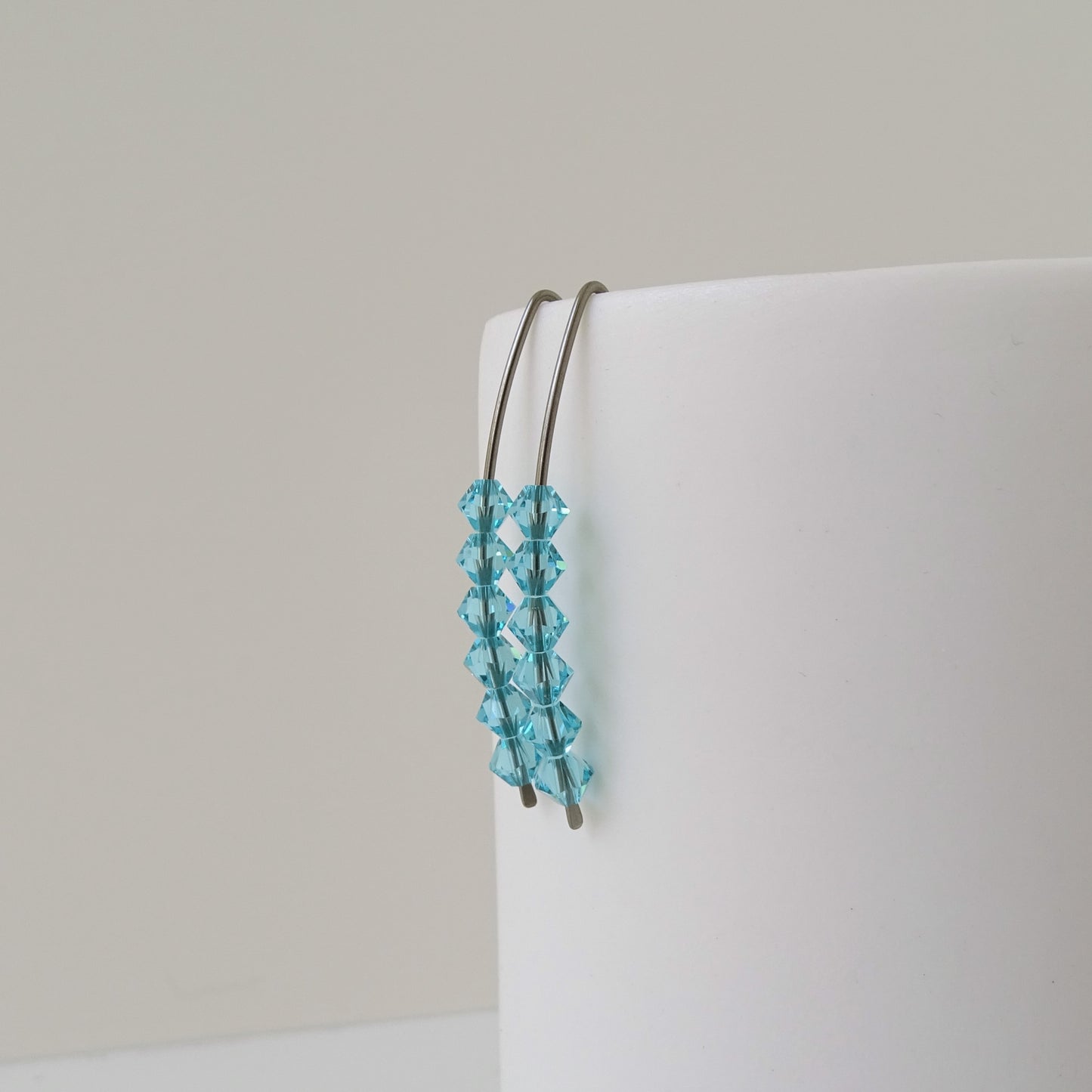 Niobium Earrings with Light Turquoise Crystals