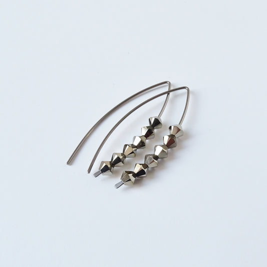 Niobium Earrings with Metallic Light Gold Crystals