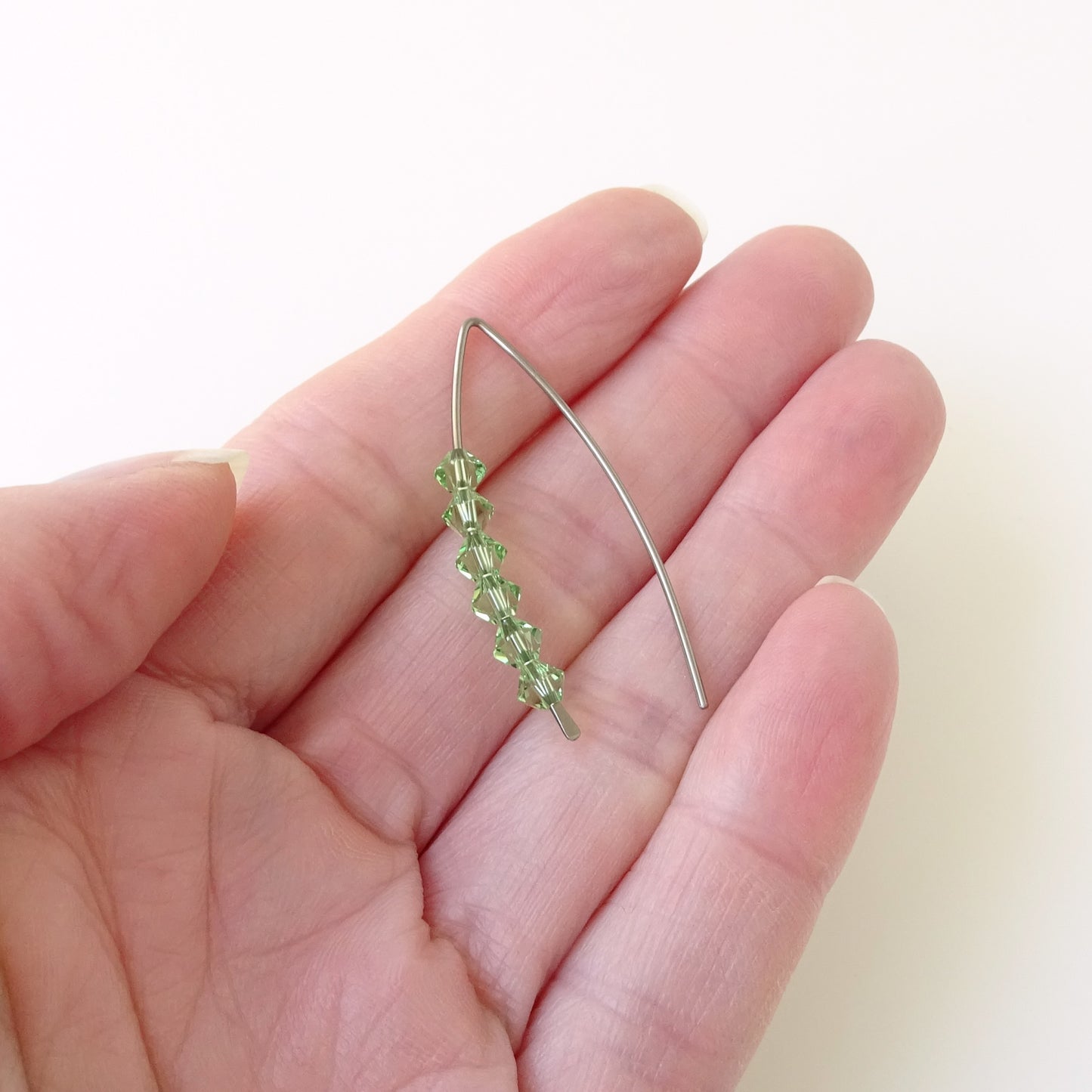 Niobium Earrings with Peridot Crystals