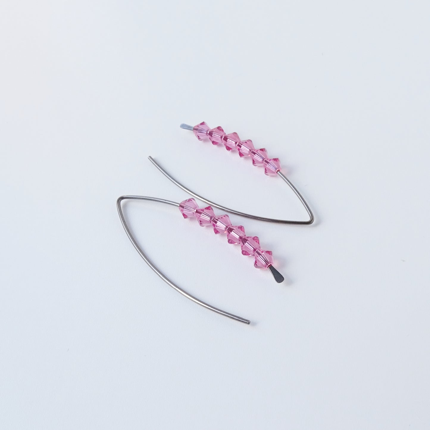 Niobium Earrings with Pink Rose Crystals