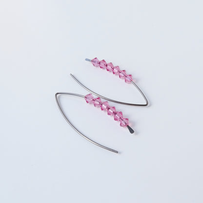 Niobium Earrings with Pink Rose Crystals