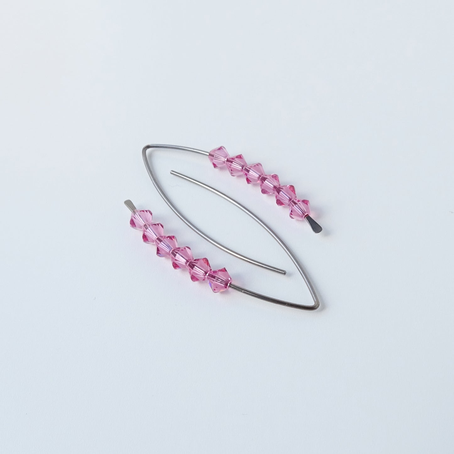 Niobium Earrings with Pink Rose Crystals