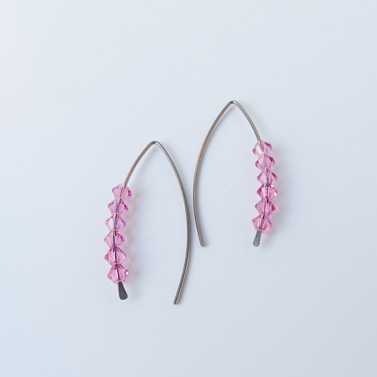 Niobium Earrings with Pink Rose Crystals