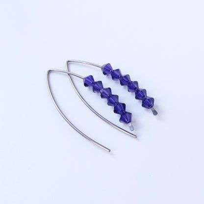 Niobium Earrings with Purple Velvet Crystals