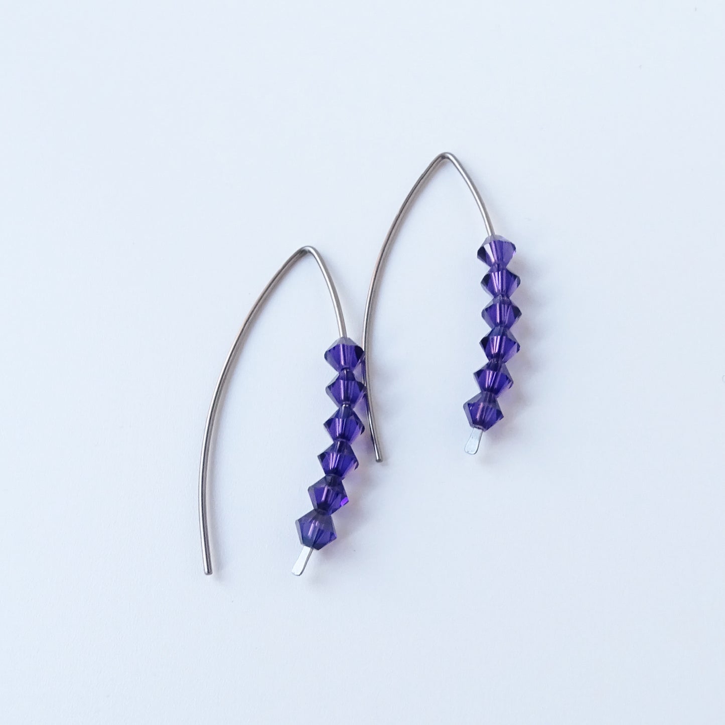 Niobium Earrings with Purple Velvet Crystals