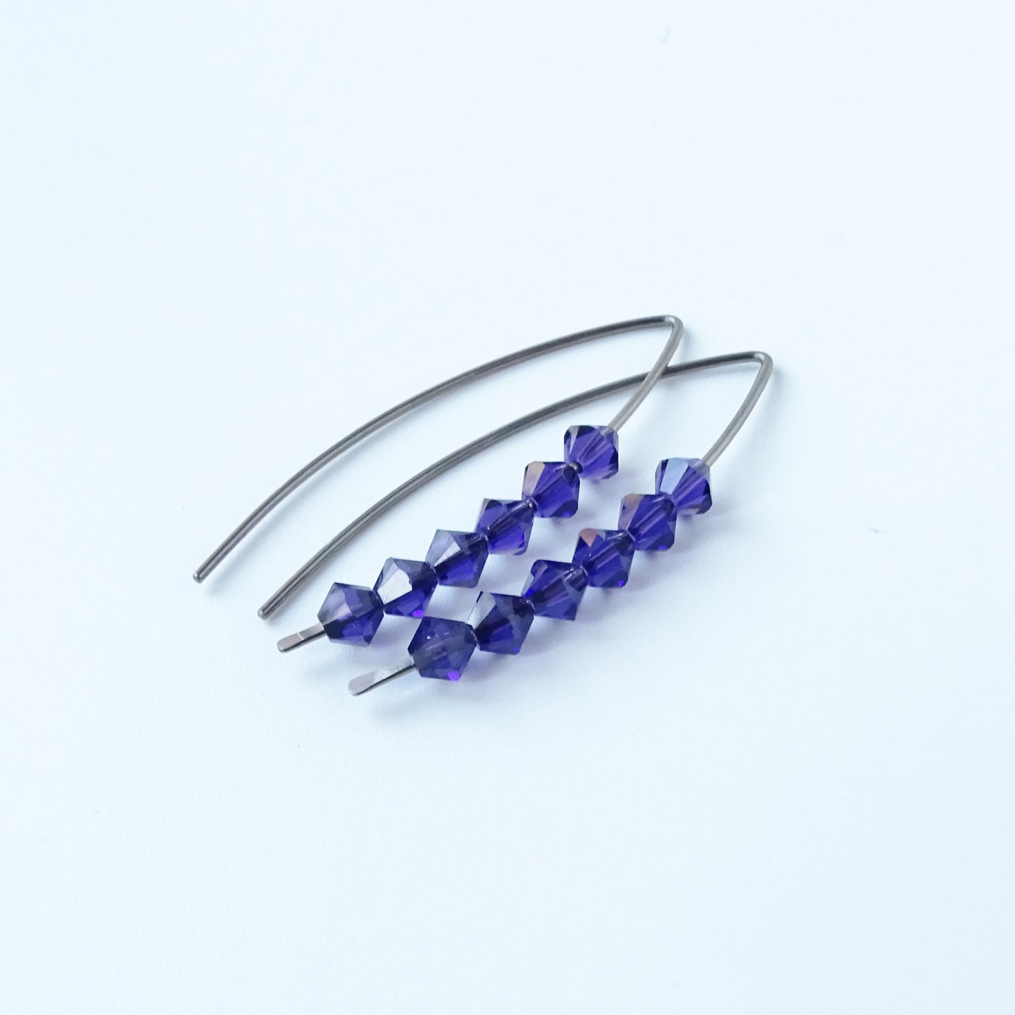 Niobium Earrings with Purple Velvet Crystals