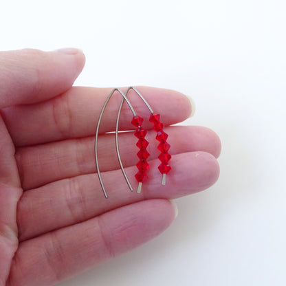 Niobium Earrings with Red Crystals