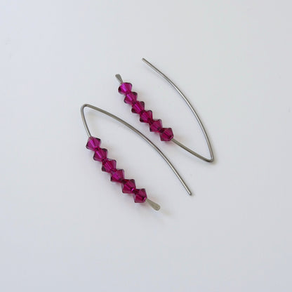 Niobium Earrings with Ruby Crystals