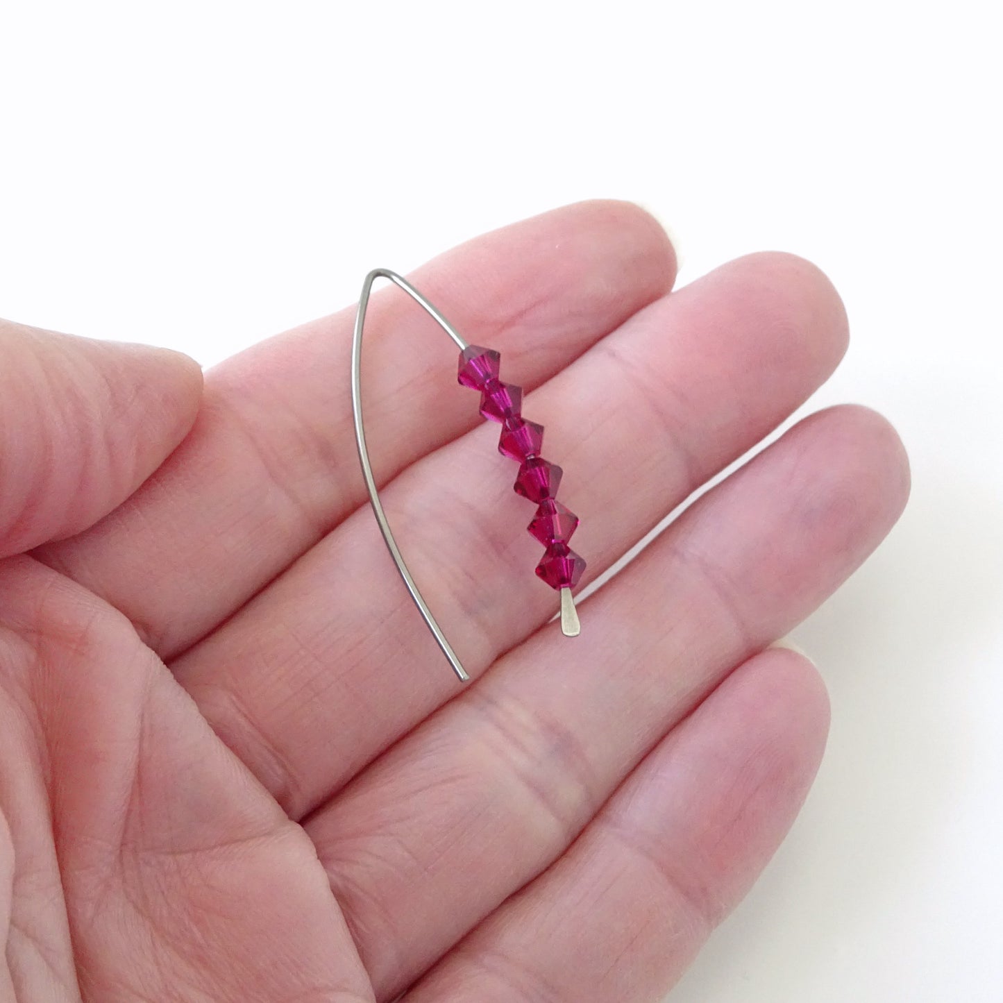 Niobium Earrings with Ruby Crystals