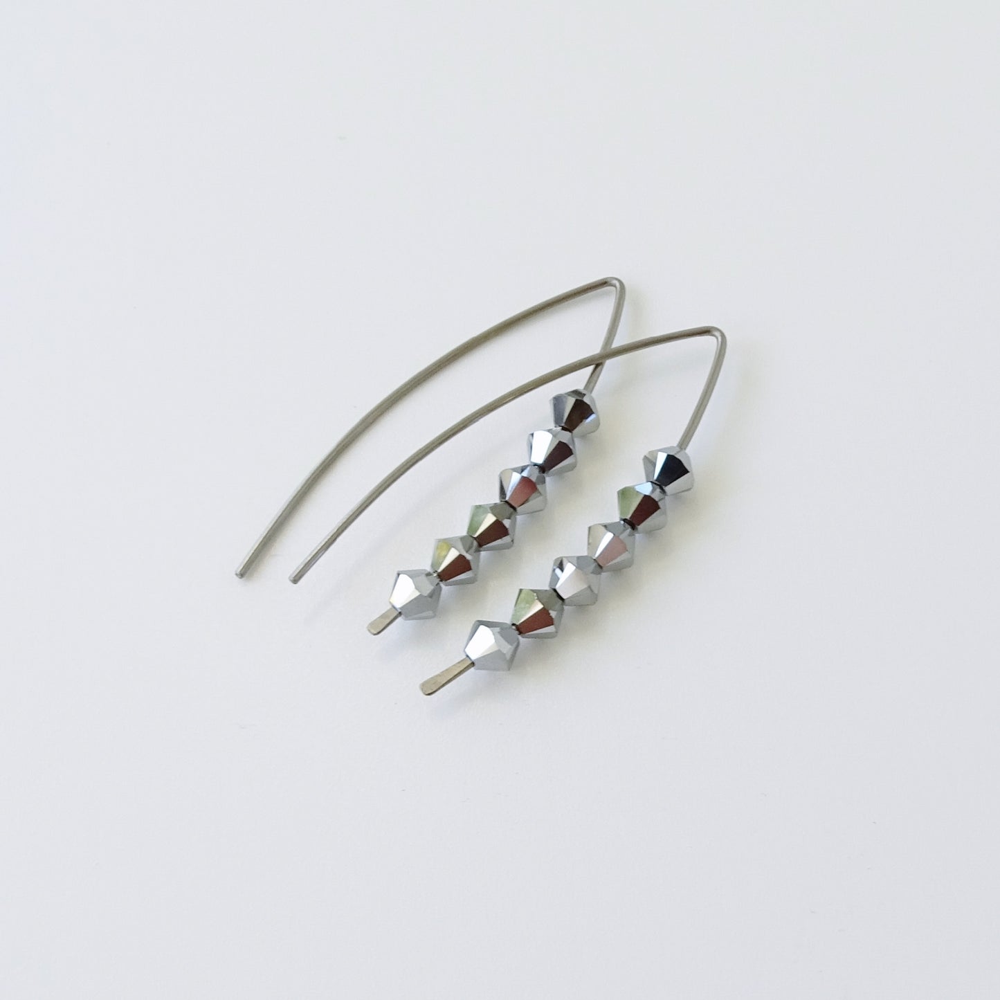 Niobium Earrings with Silver Crystals