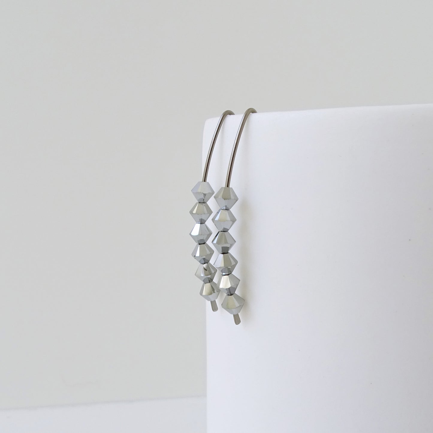 Niobium Earrings with Silver Crystals