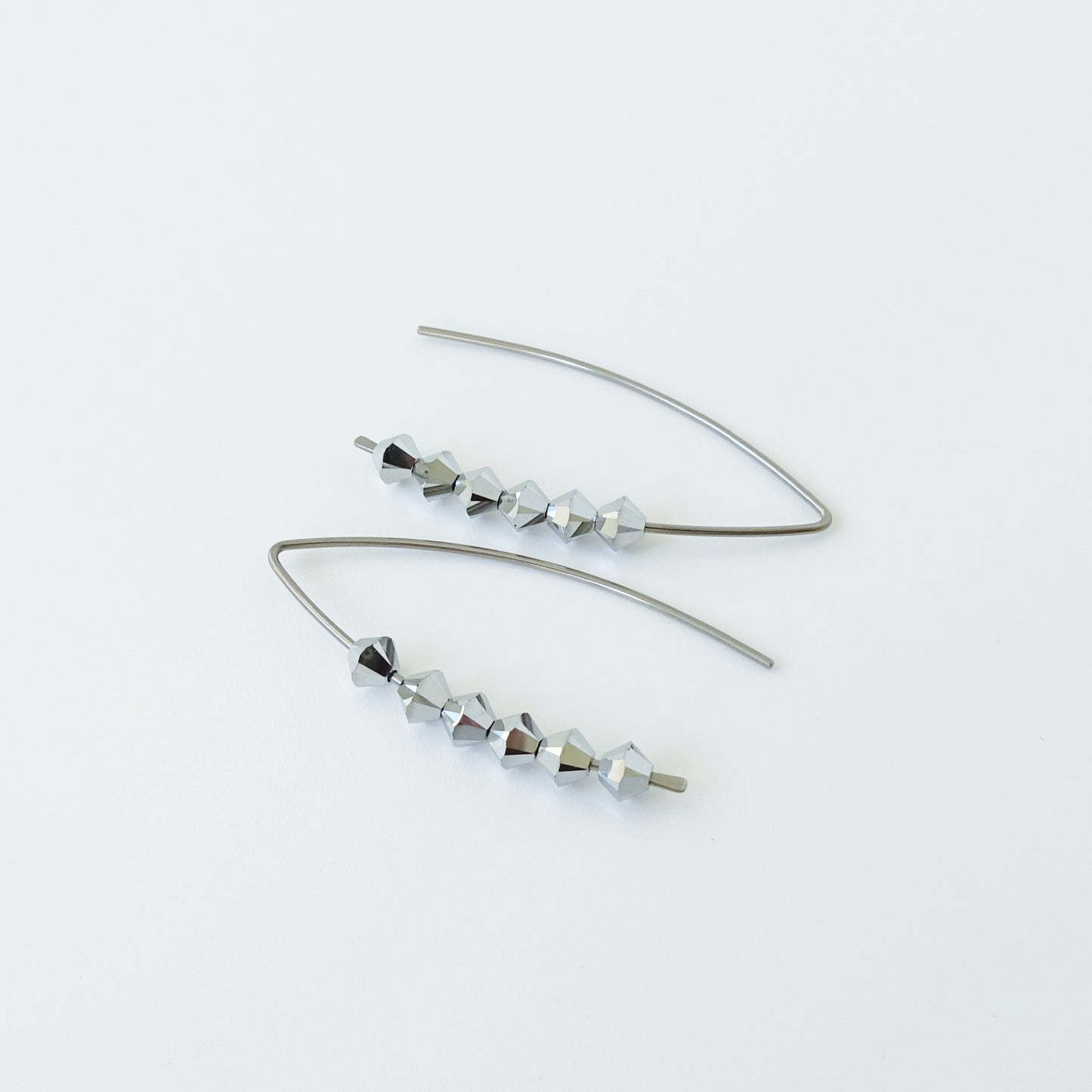 Niobium Earrings with Silver Crystals