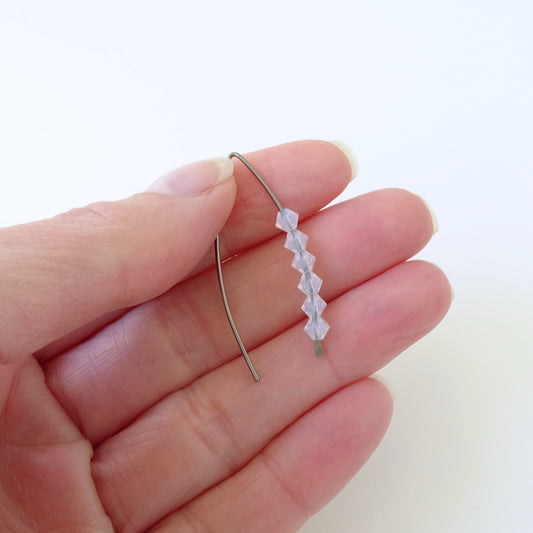 Niobium Earrings with White Opal Crystals