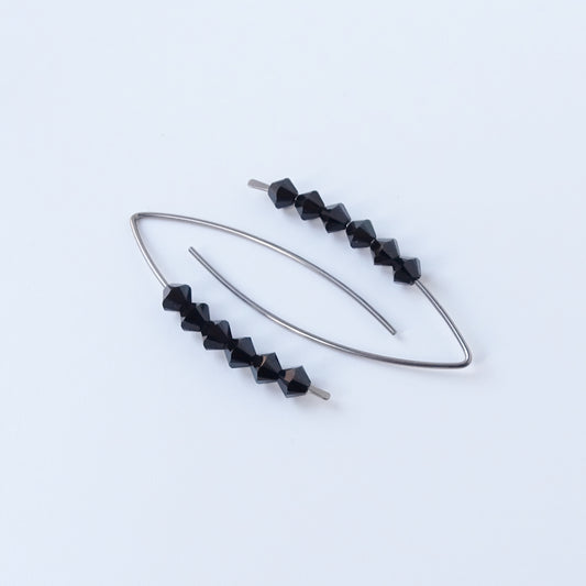 Niobium Earrings with Black Crystals