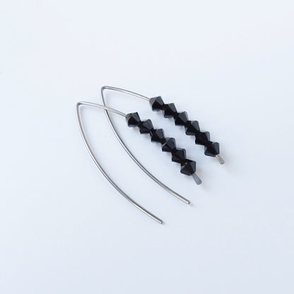 Niobium Earrings with Black Crystals