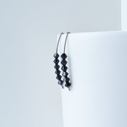 Niobium Earrings with Black Crystals