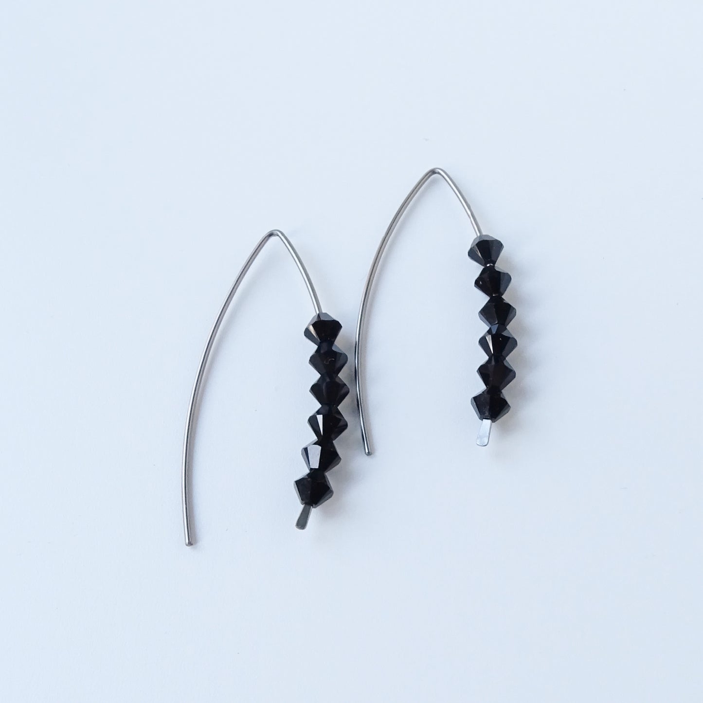 Niobium Earrings with Black Crystals