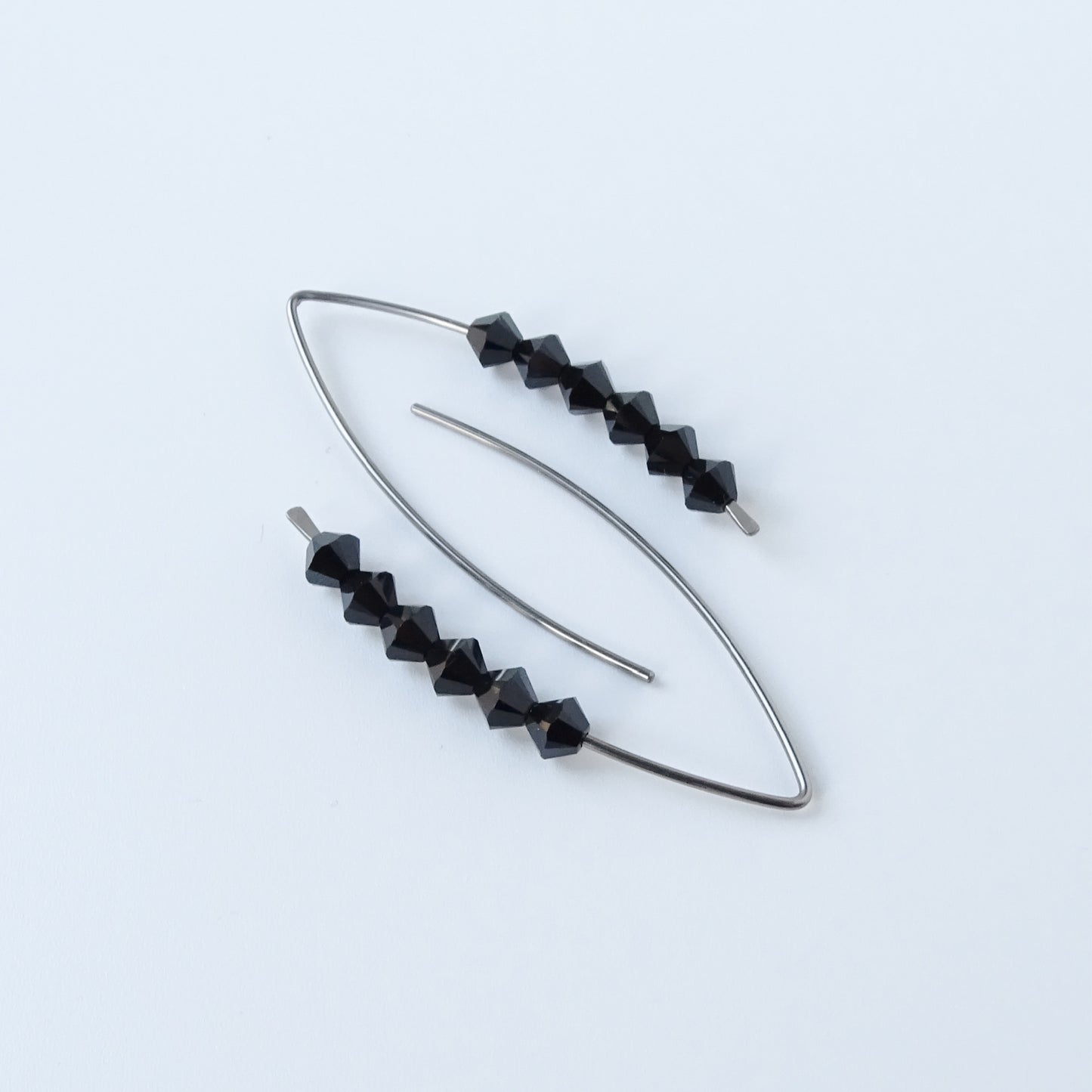 Niobium Earrings with Black Crystals