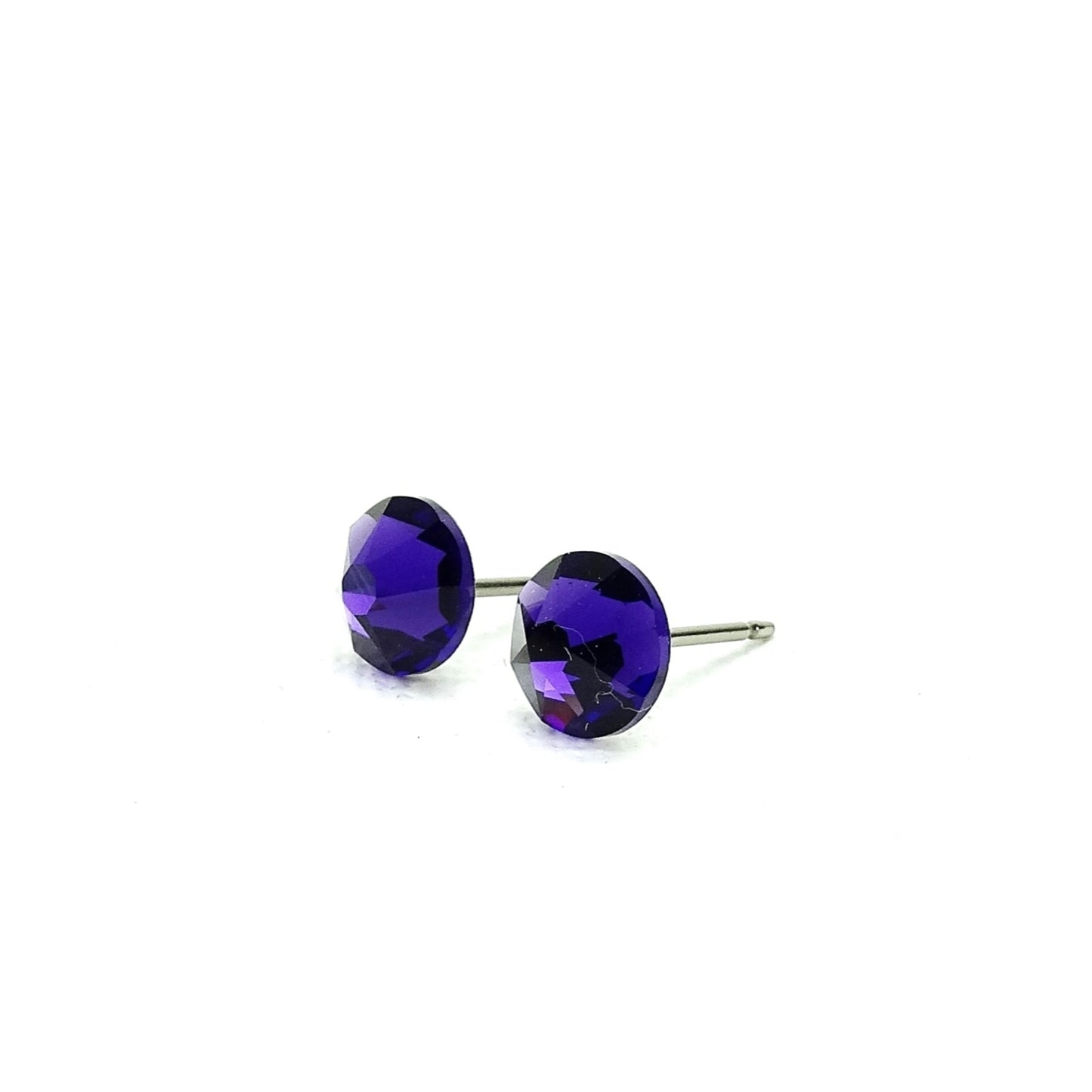 Purple Velvet Titanium Stud Earrings for Sensitive Ears