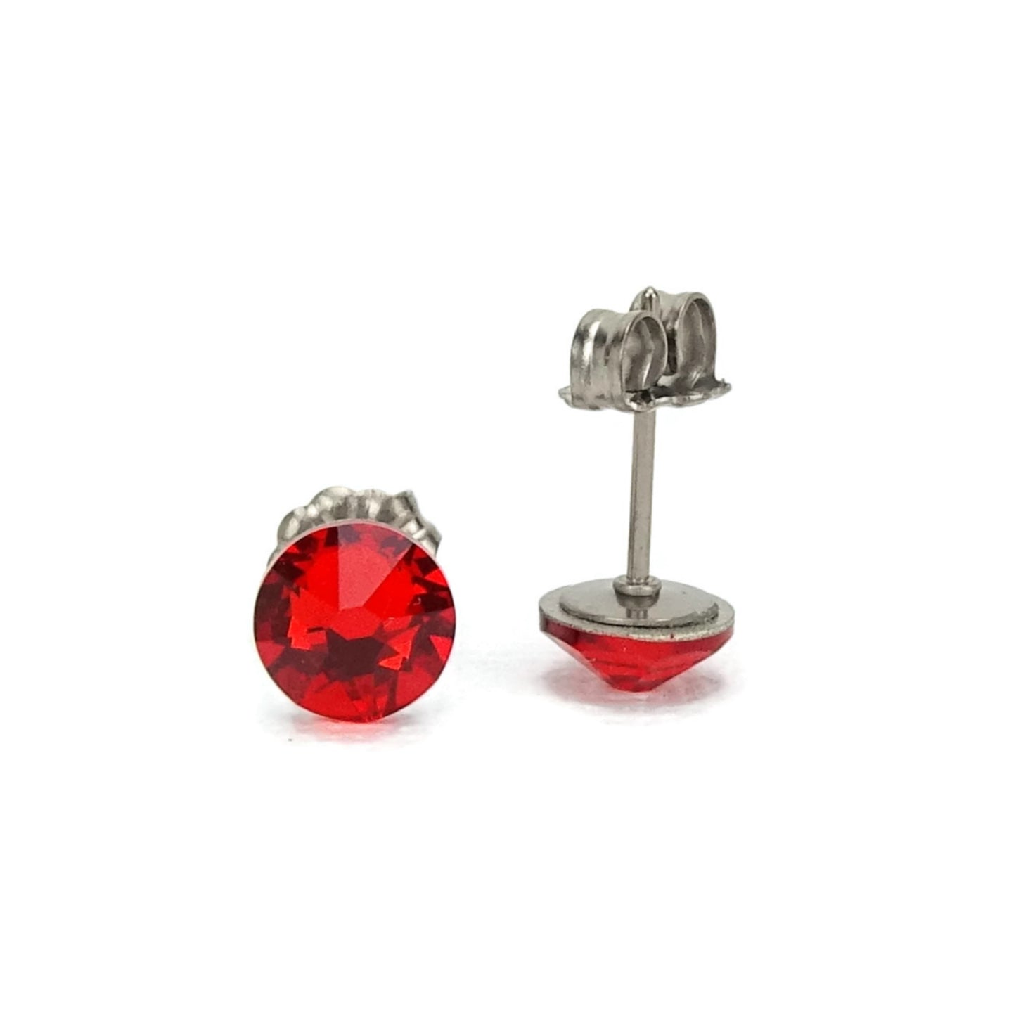 Red Titanium Stud Earrings for Sensitive Ears