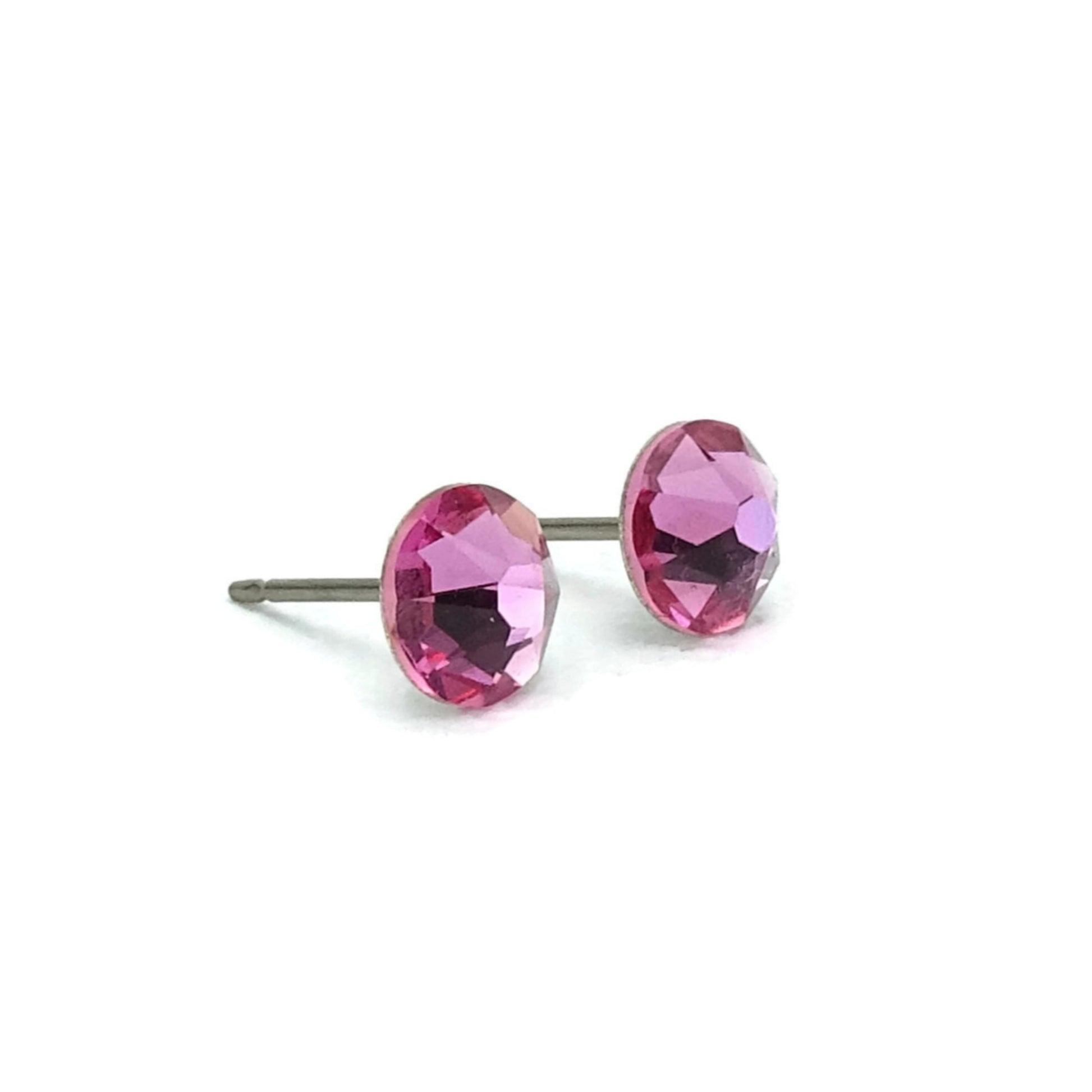 Rose Pink Titanium Post Earrings