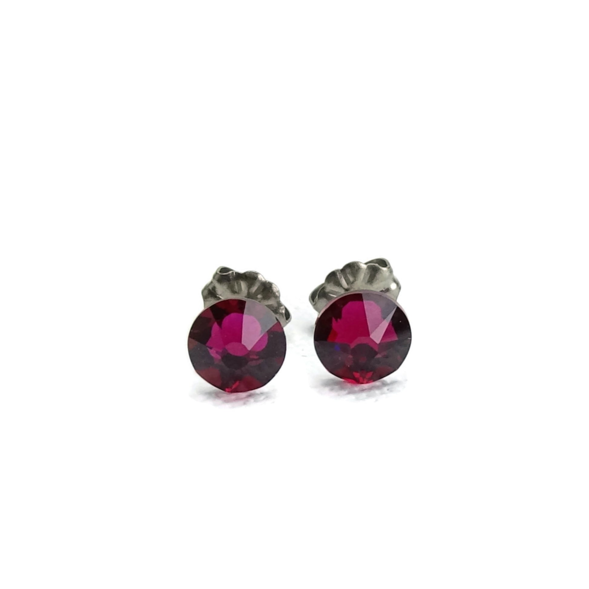 Ruby Titanium Post Earrings