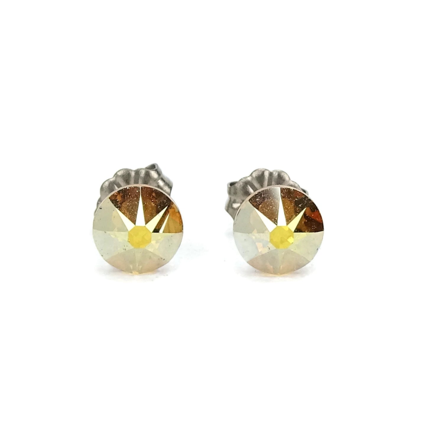 Sun Yellow Titanium Stud Earrings