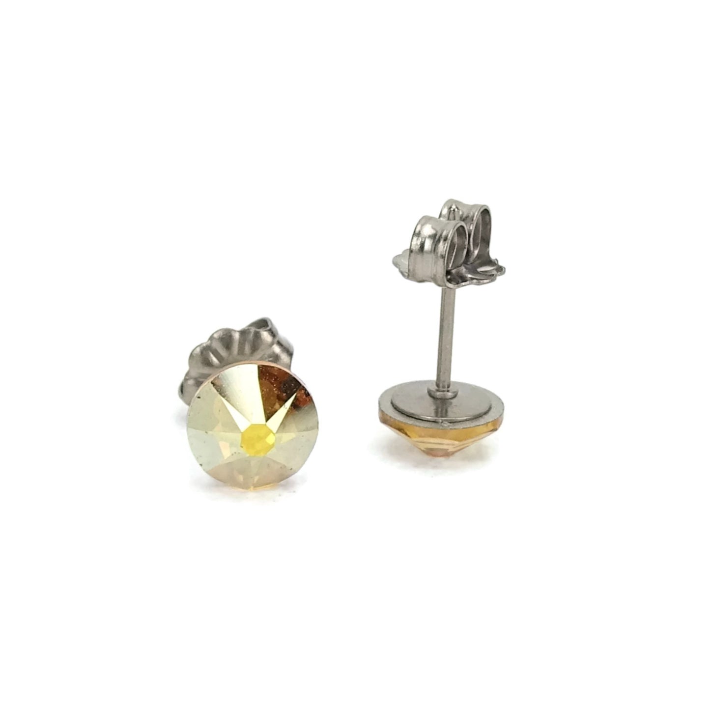 Sun Yellow Titanium Stud Earrings for Sensitive Ears