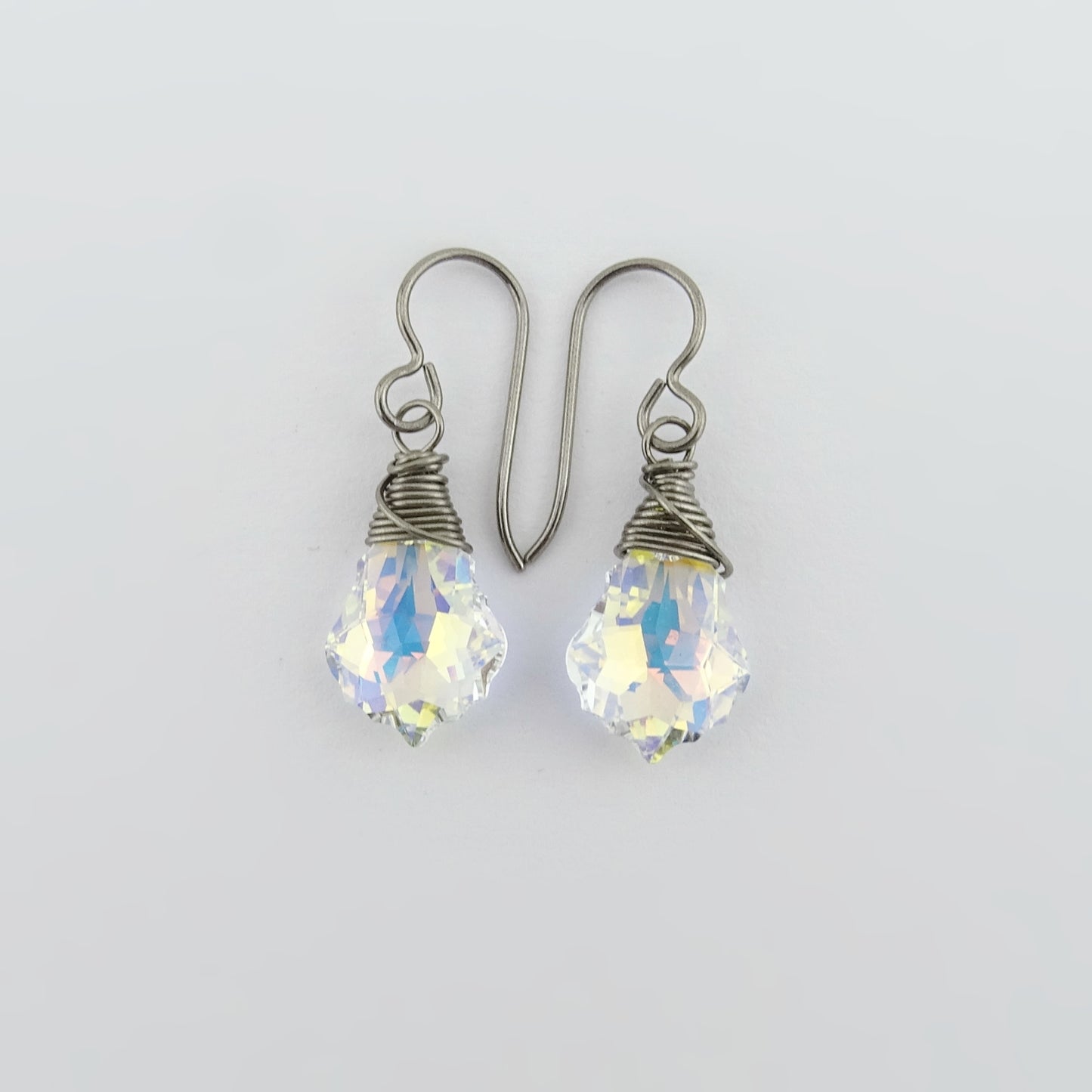 Titanium Earrings with Baroque Aurora Borealis Crystals