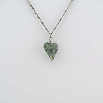 Titanium Necklace with Black Diamond Crystal Heart Pendant