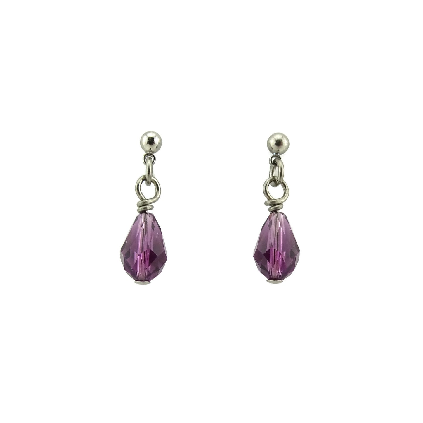 Titanium Stud Earrings Amethyst Drop Earrings