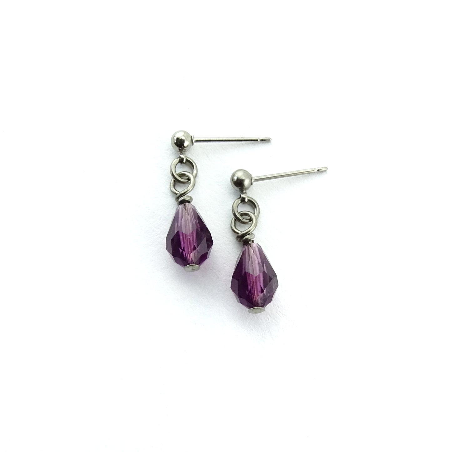 Amethyst Dangle Earrings Sensitive Earrings Studs