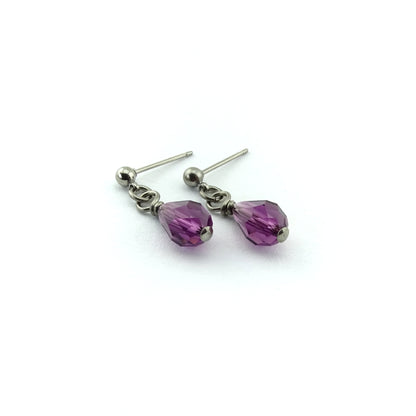 Amethyst Stud Earrings Titanium Post Earrings