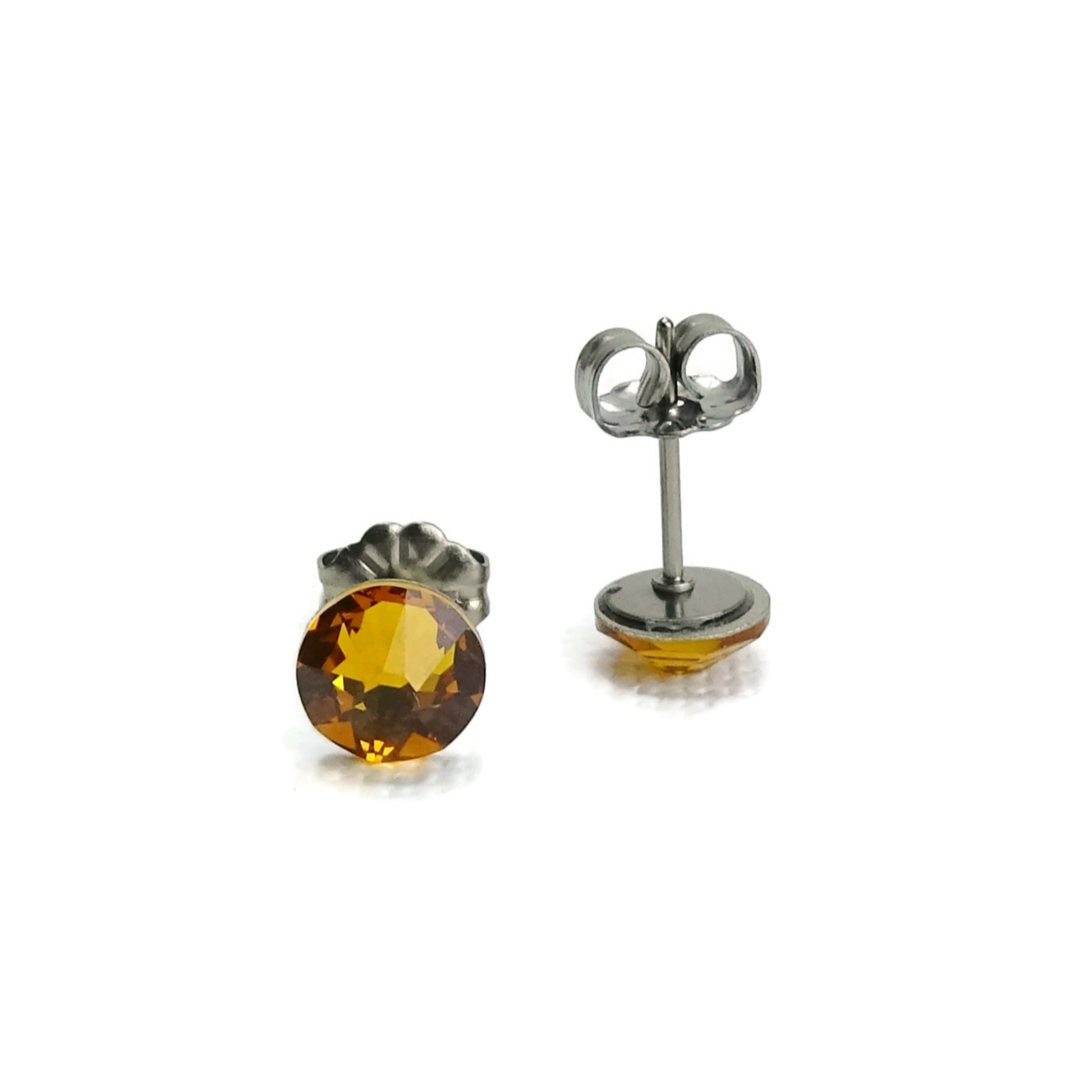 Topaz Titanium Stud Earrings for Sensitive Ears