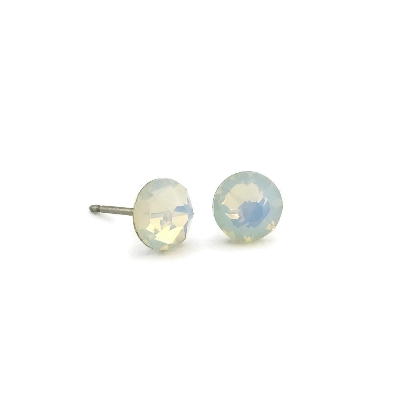 White Opal Nickel Free Stud Earrings